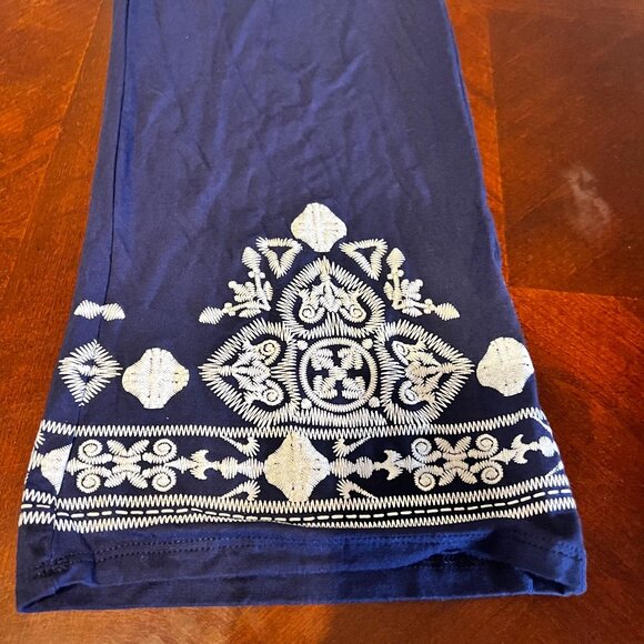 Heimish U.S.A. Womens Wide-Leg Pants W/ White Embroidered Blue size S - Picture 3 of 7